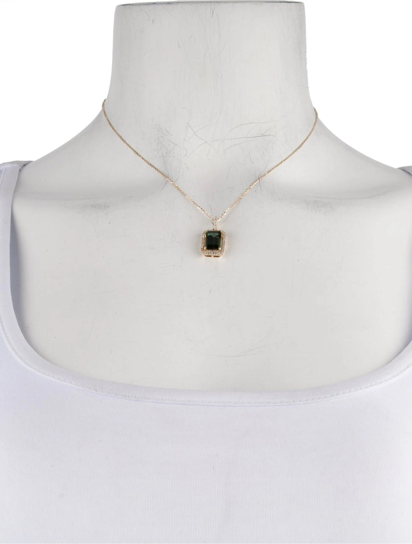 14K Tourmaline & Diamond Pendant Necklace