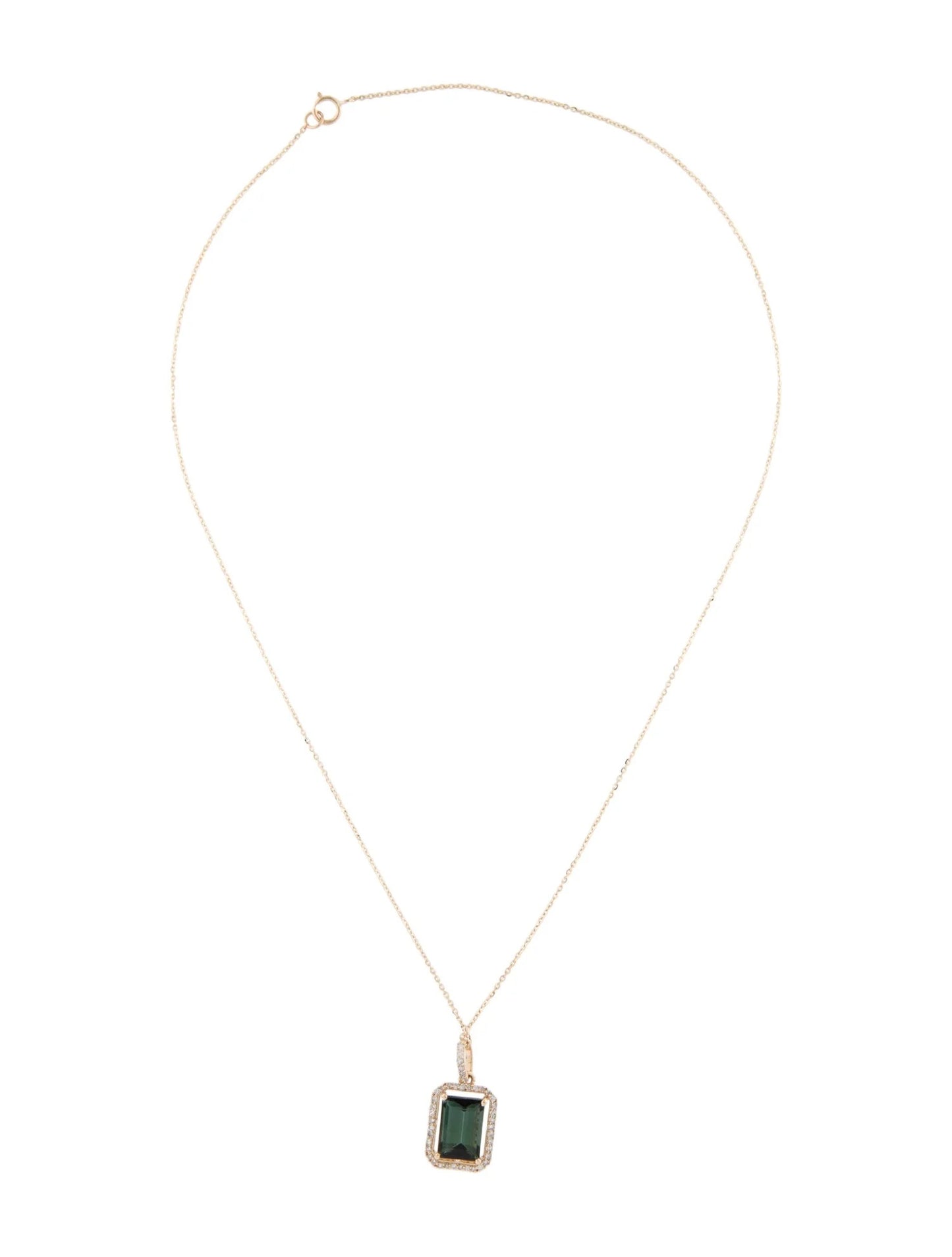 14K Tourmaline & Diamond Pendant Necklace