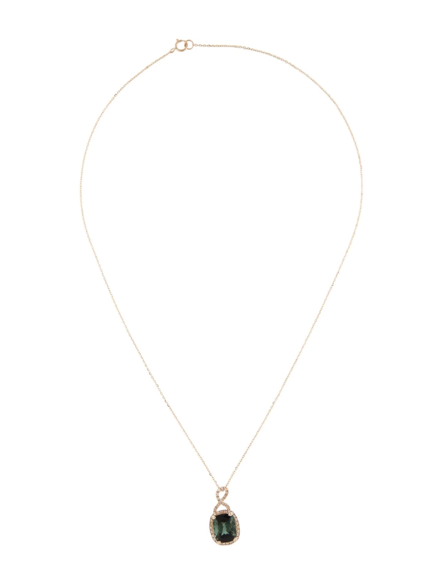 14K Tourmaline & Diamond Pendant Necklace