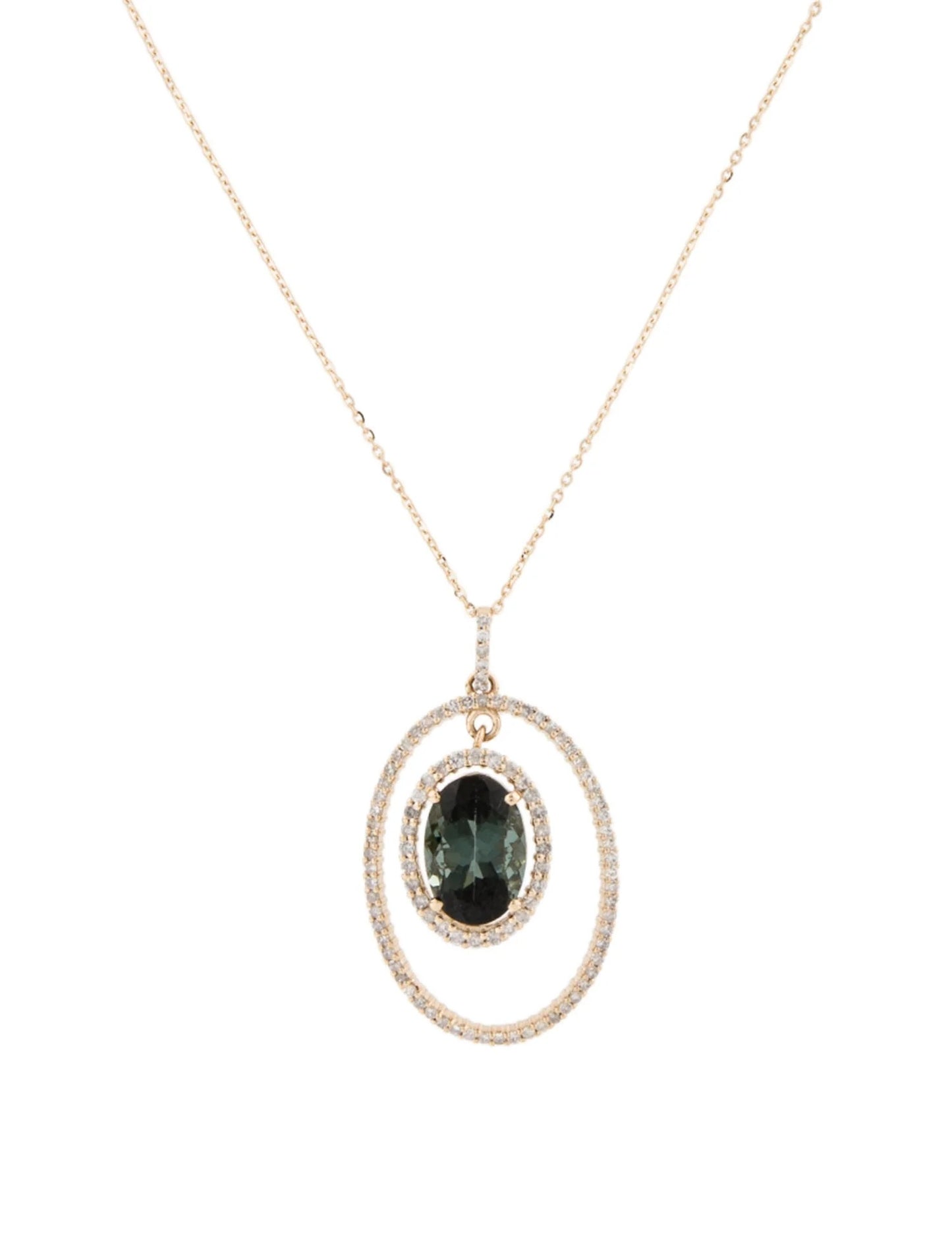 14K Tourmaline & Diamond Pendant Necklace