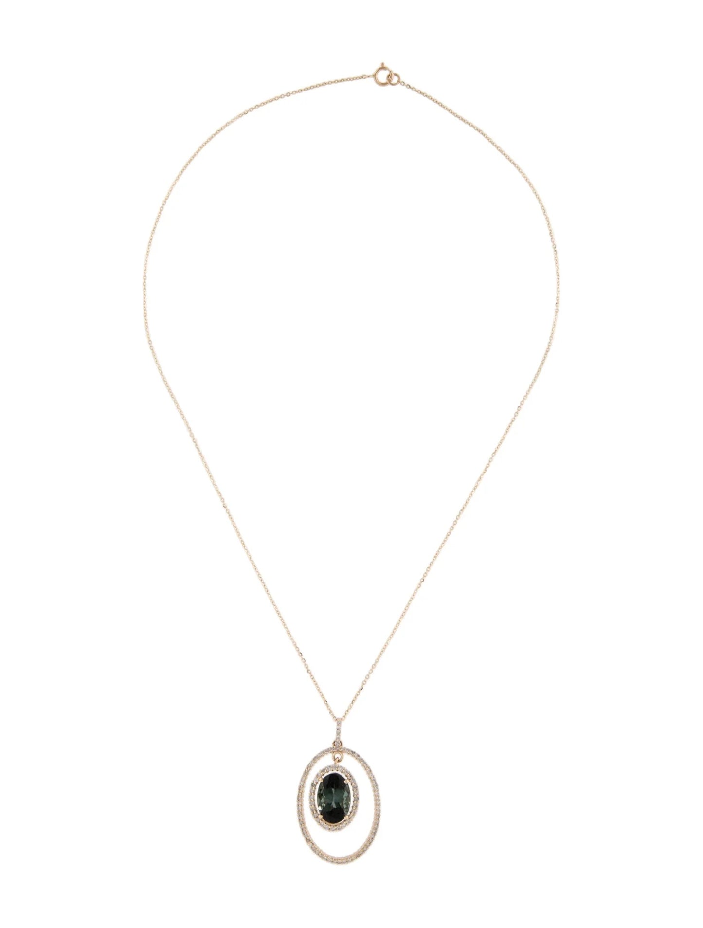 14K Tourmaline & Diamond Pendant Necklace