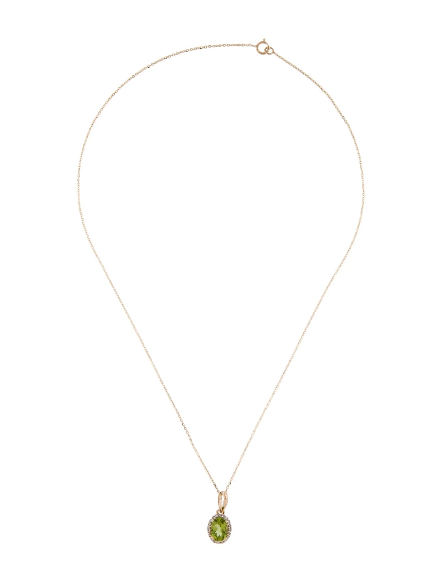 14K Peridot & Diamond Pendant Necklace