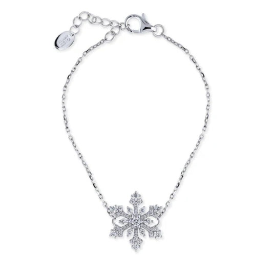 Snowflake CZ Charm Bracelet in Sterling Silver