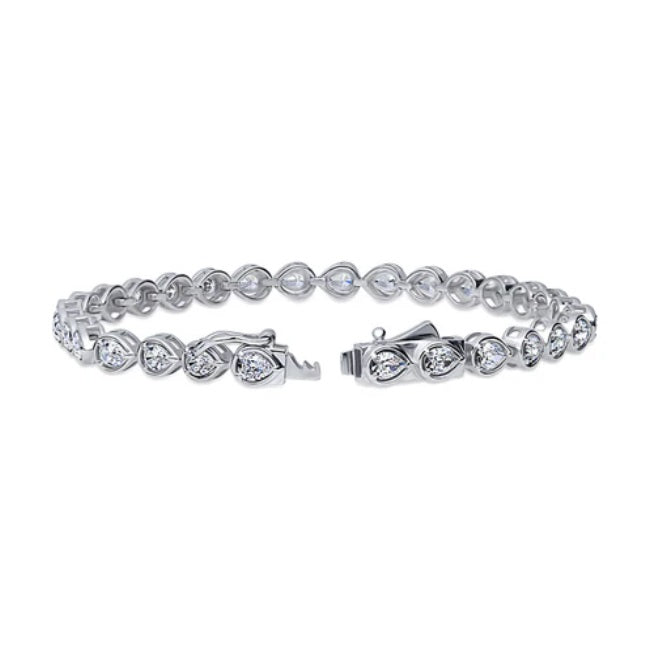 East-West Pear CZ Statement Tennis Bracelet in Sterling Silver