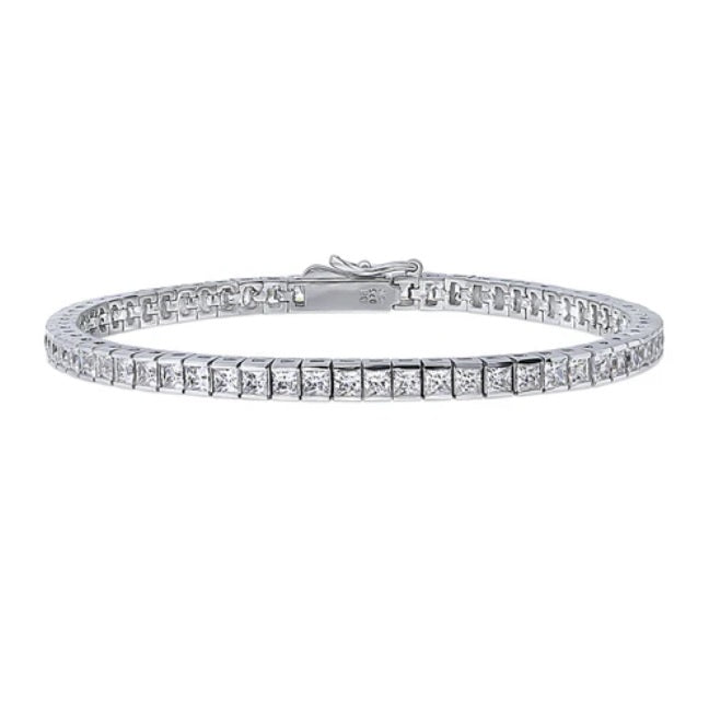 Bar Princess CZ Statement Tennis Bracelet in Sterling Silver