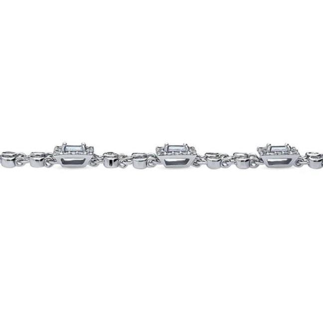 Art Deco CZ Chain Bracelet in Sterling Silver