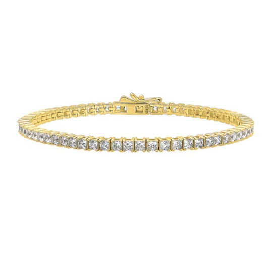 Princess CZ Statement Tennis Bracelet in Gold Flashed Sterling Silver