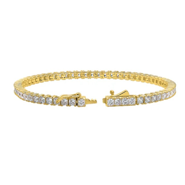 Princess CZ Statement Tennis Bracelet in Gold Flashed Sterling Silver