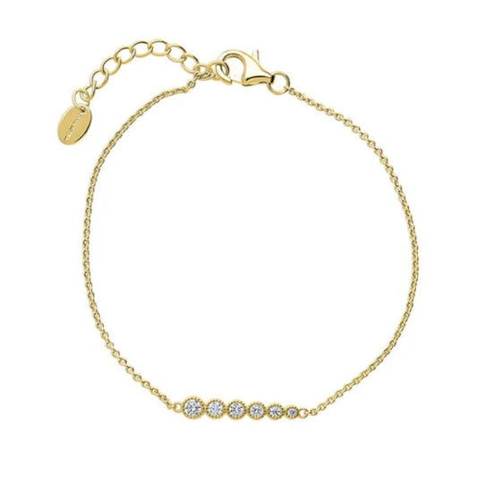 Bubble Bar CZ Chain Bracelet in Gold Flashed Sterling Silver
