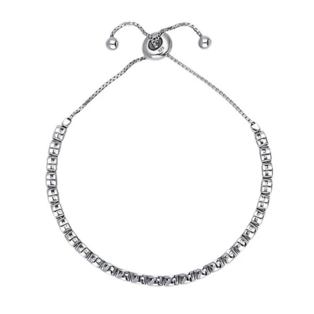 Bubble Bar Bezel Set CZ Statement Tennis Bracelet in Sterling Silver