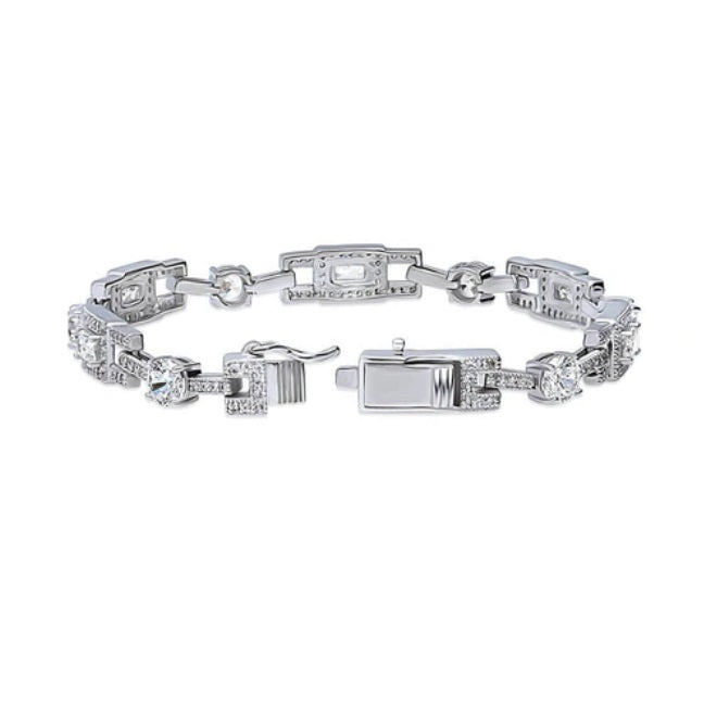 Art Deco CZ Chain Bracelet in Sterling Silver