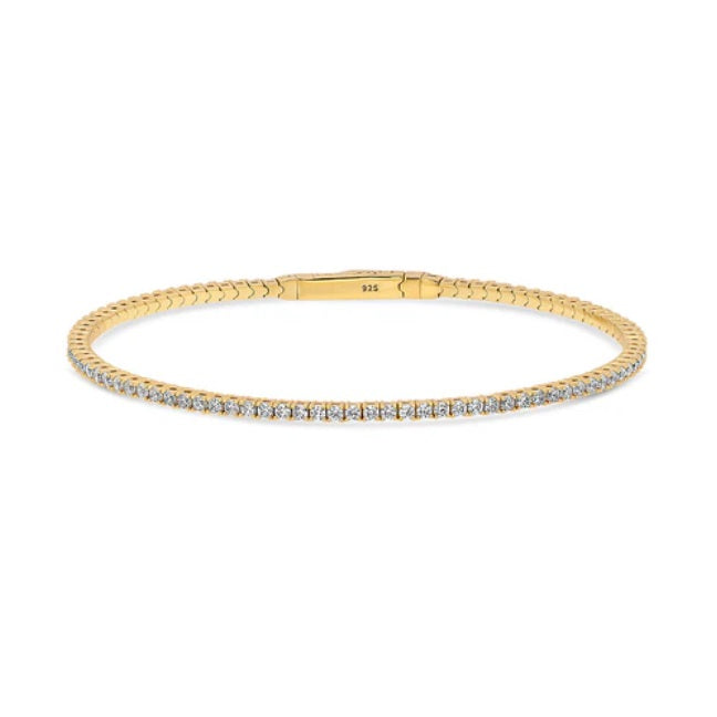 Flexible CZ Bangle in Gold Flashed Sterling Silver
