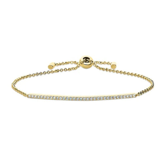 Bar CZ Chain Bracelet in Gold Flashed Sterling Silver