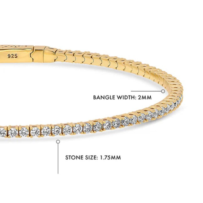 Flexible CZ Bangle in Gold Flashed Sterling Silver