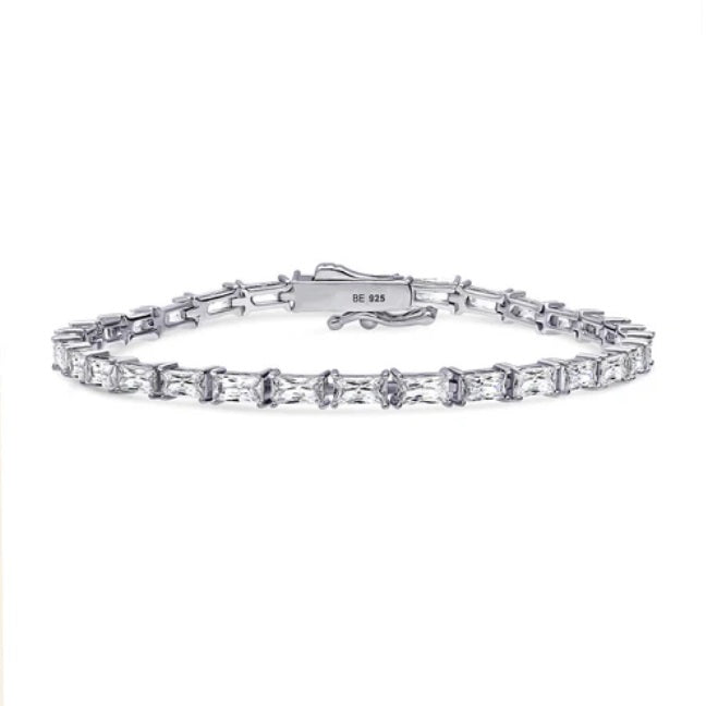 Baguette CZ Statement Tennis Bracelet in Sterling Silver