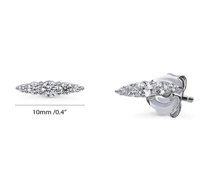 Bar CZ Stud Earrings in Sterling Silver