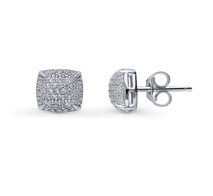 Square CZ Stud Earrings in Sterling Silver
