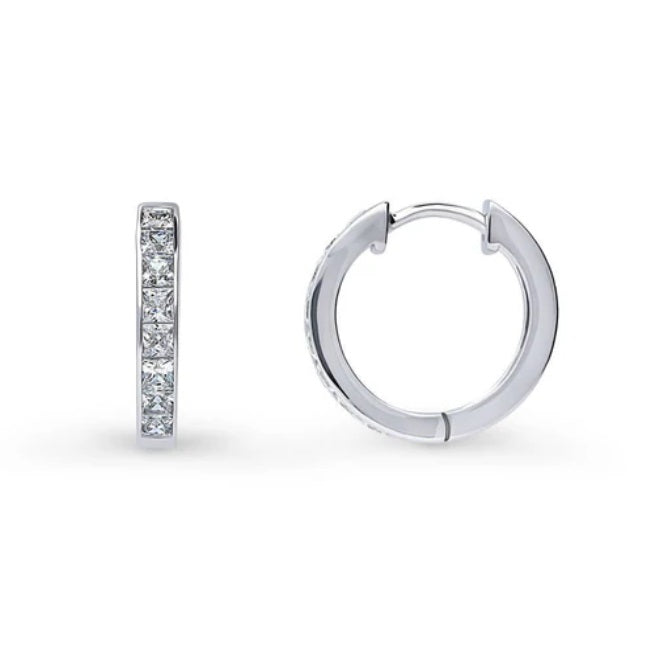 Bar CZ Hoop Earrings in Sterling Silver, 2 Pairs