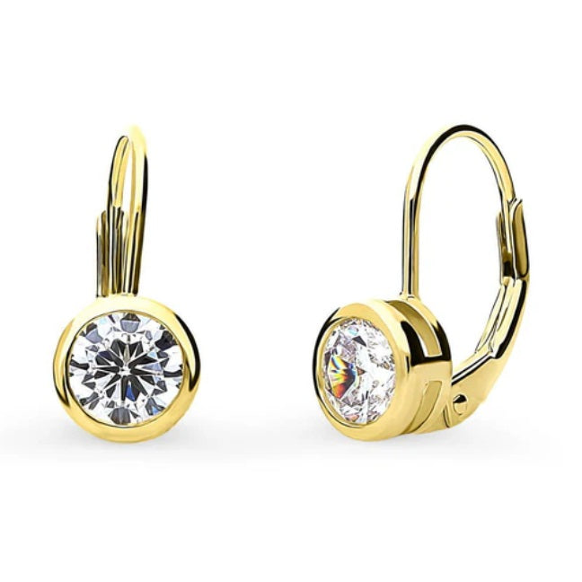 Solitaire 2.4ct Bezel Set Round CZ Earrings in Sterling Silver, 2 Pairs