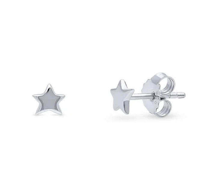 Star CZ 2 Pairs Hoop and Stud Earrings Set in Sterling Silver