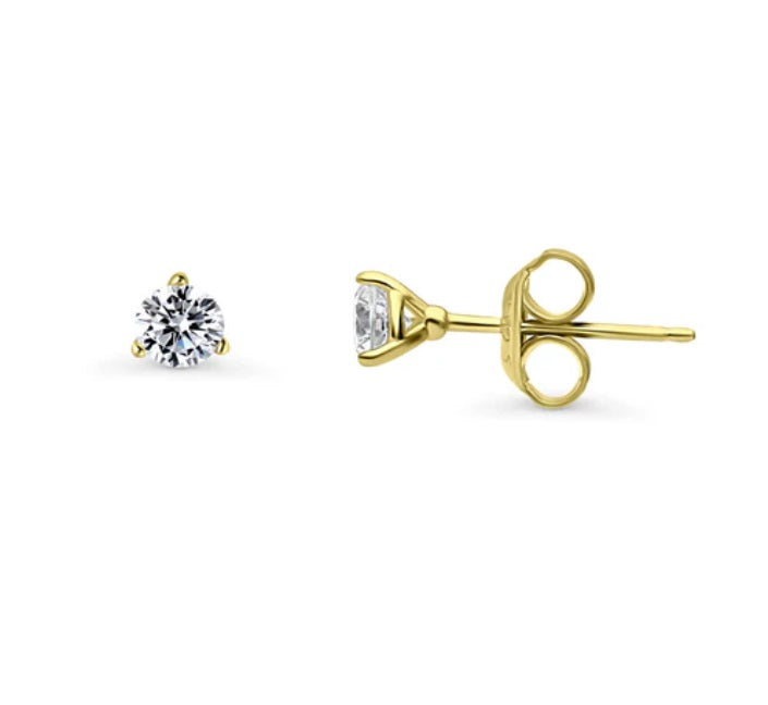 Solitaire 1.6ct Round CZ 2 Pairs Earrings Set in Sterling Silver