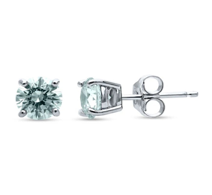 Solitaire Round CZ Stud Earrings in Sterling Silver 1.6ct