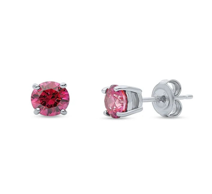 Solitaire Round CZ Stud Earrings in Sterling Silver 1.6ct