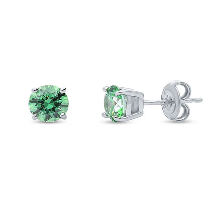 Solitaire Round CZ Stud Earrings in Sterling Silver 1.6ct