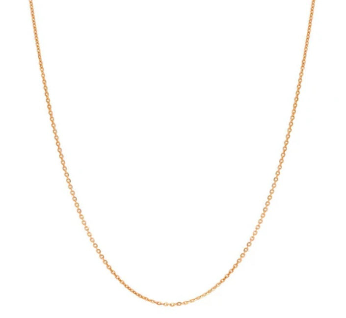 Italian Rolo Chain Necklace in Rose Gold Flashed Sterling Silver 1mm