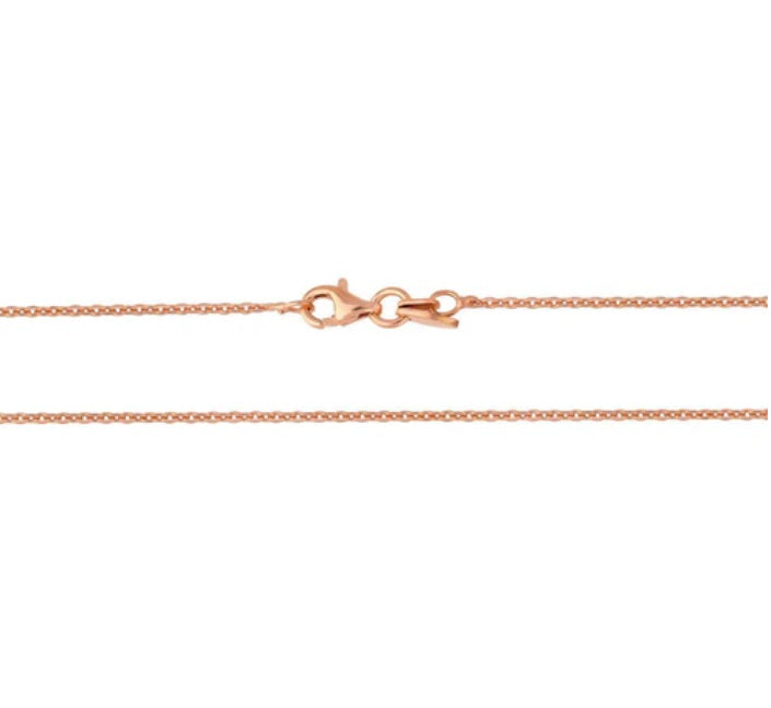 Italian Rolo Chain Necklace in Rose Gold Flashed Sterling Silver 1mm