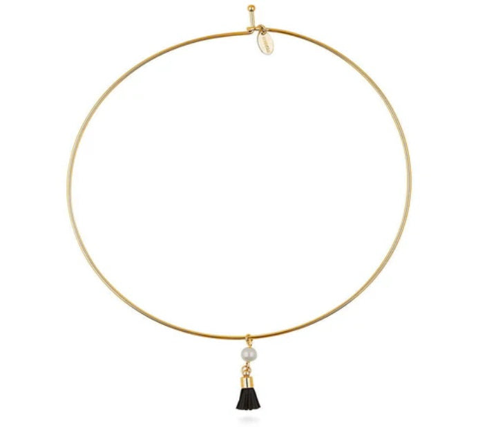 Tassel Imitation Pearl Choker in Gold-Tone