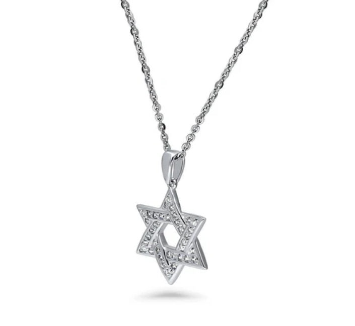 Star of David CZ Pendant Necklace in Sterling Silver