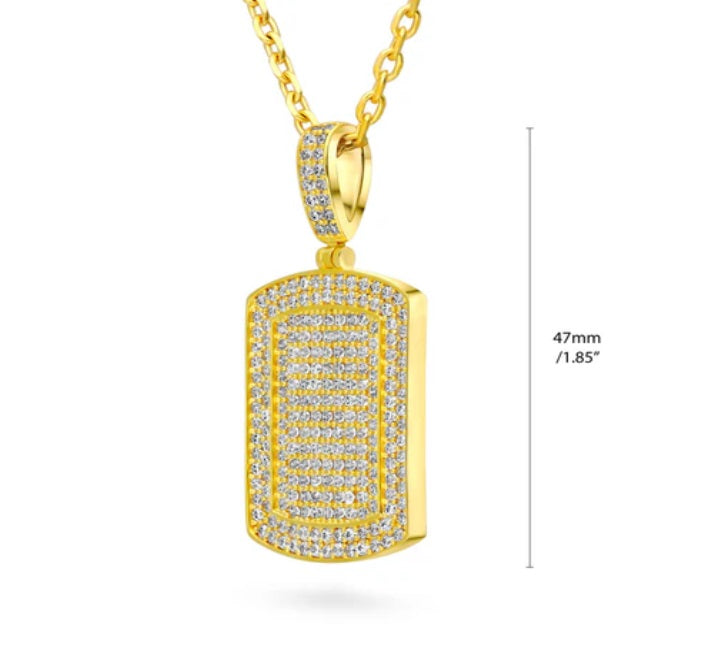Dog Tag CZ Pendant Necklace