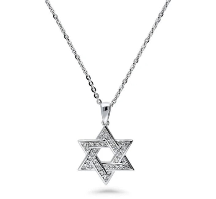 Star of David CZ Pendant Necklace in Sterling Silver