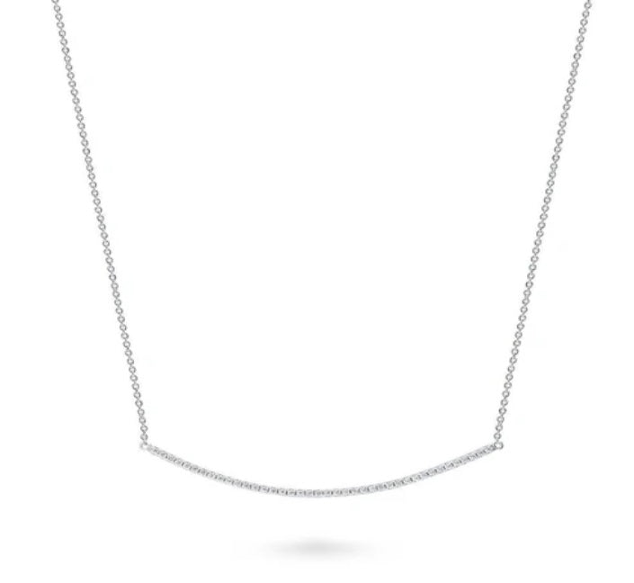 Bar CZ Pendant Necklace in Sterling Silver