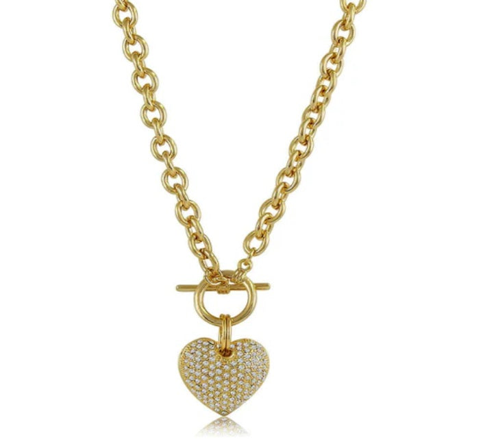 Heart Toggle Pendant Necklace in Gold-Tone