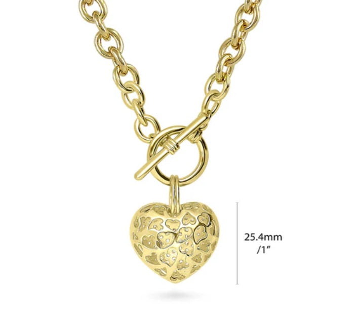 Heart Toggle Pendant Necklace in Gold-Tone