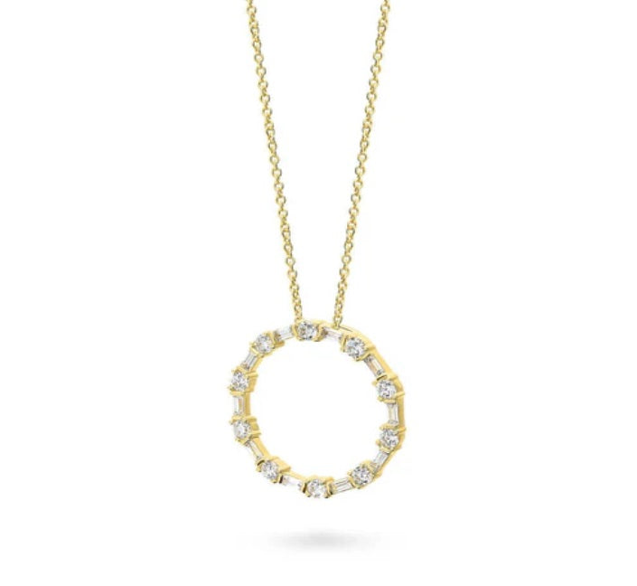Open Circle CZ Pendant Necklace in Gold Flashed Sterling Silver