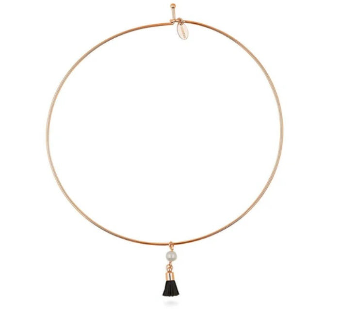 Tassel Imitation Pearl Choker in Rose Gold-Tone