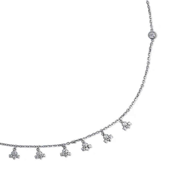 Cluster CZ Station Necklace in Sterling Silver
