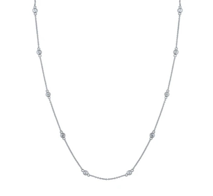 CZ by the Yard Station Necklace in Sterling Silver