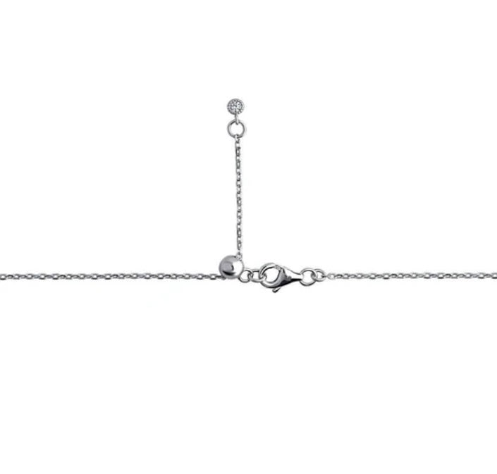 Flower CZ Station Necklace in Sterling Silver