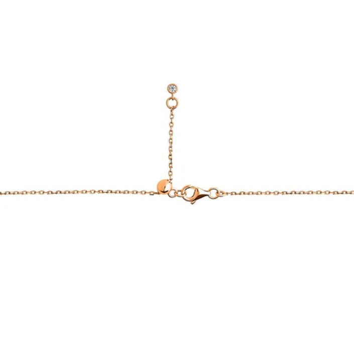 Flower CZ Station Necklace in Rose Gold Flashed Sterling Silver