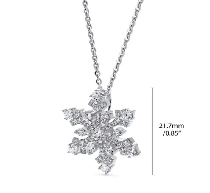 Snowflake CZ Pendant Necklace in Sterling Silver