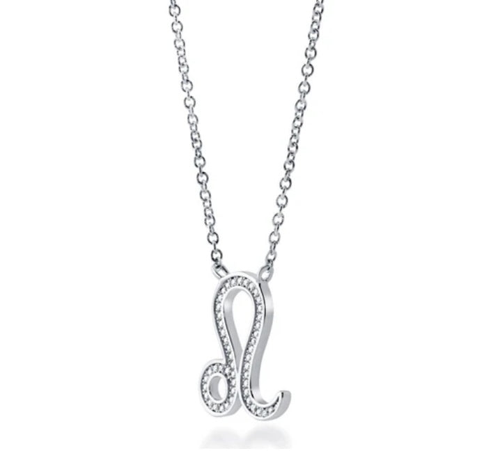 Zodiac Leo CZ Pendant Necklace in Sterling Silver