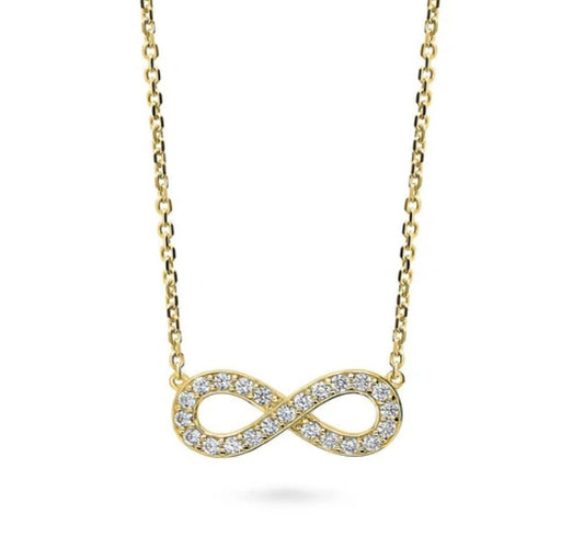 Infinity CZ Pendant Necklace in Gold Flashed Sterling Silver