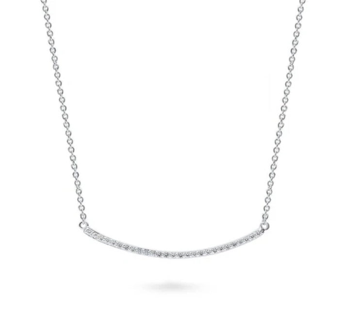 Bar CZ Pendant Necklace in Sterling Silver
