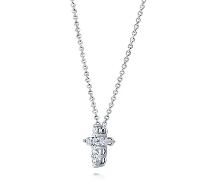 Cross CZ Pendant Necklace in Sterling Silver
