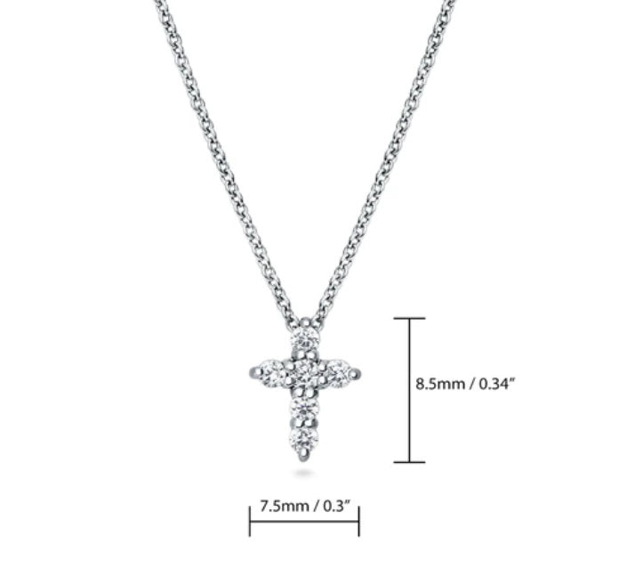 Cross CZ Pendant Necklace in Sterling Silver
