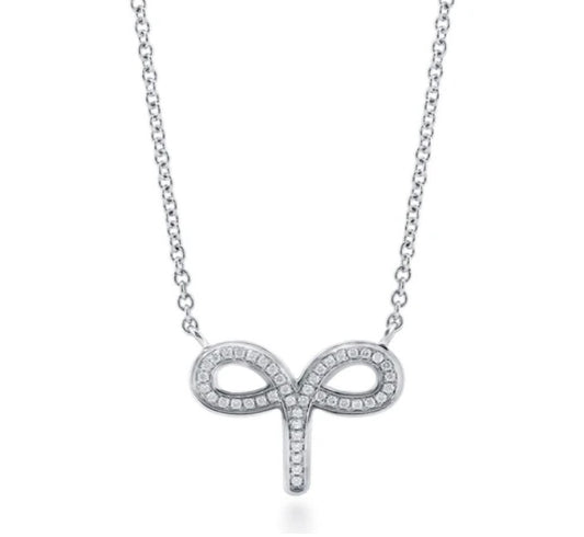 Zodiac Aries CZ Pendant Necklace in Sterling Silver